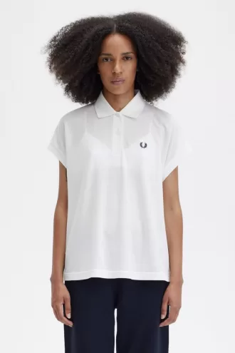 A-Line Piqué Damen-Poloshirt Schneeweiß