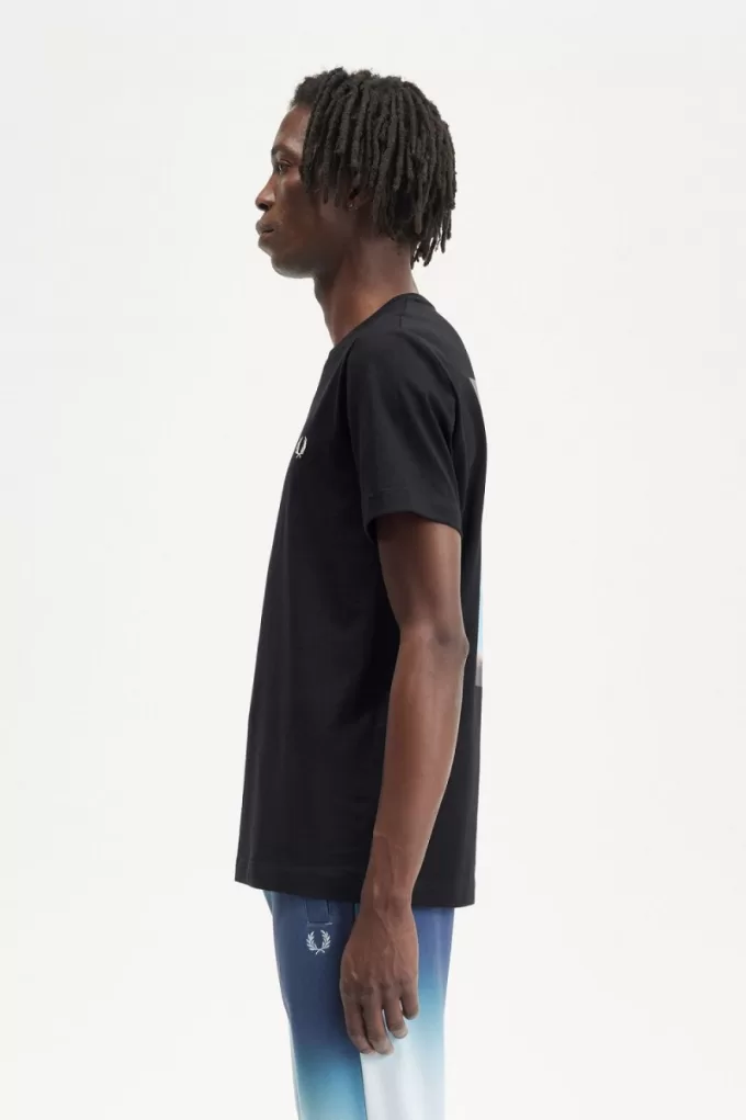 Abstract Graphic Herren T-Shirt Schwarz Weiß