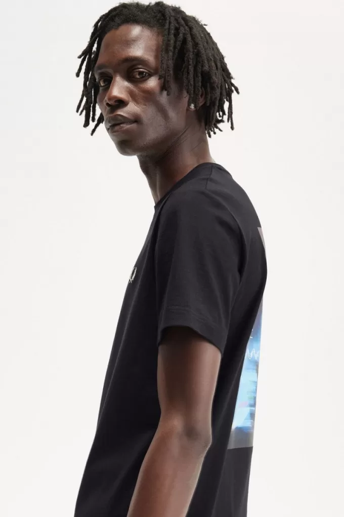 Abstract Graphic Herren T-Shirt Schwarz Weiß