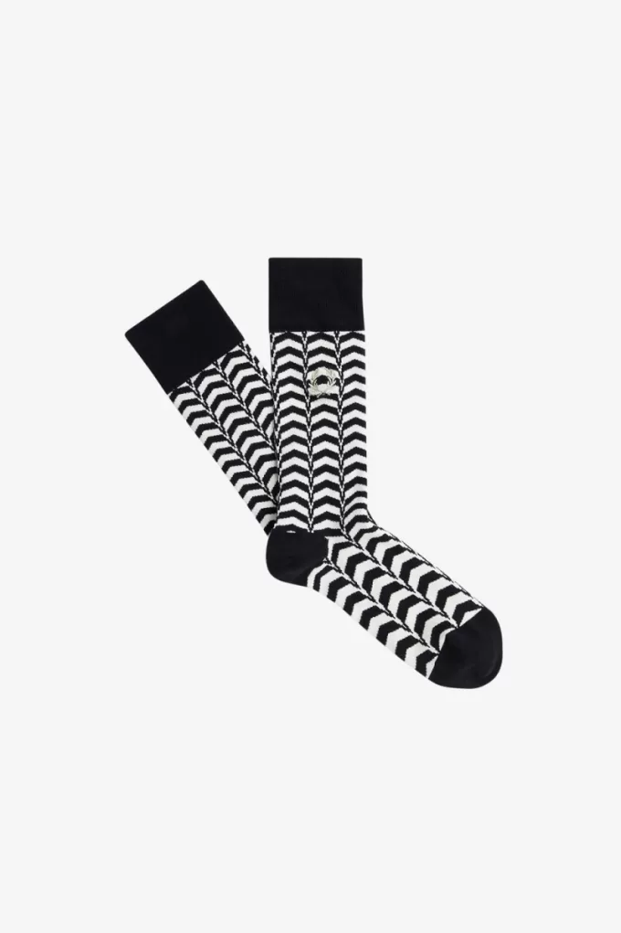 Abstract Print Herrensocken Schwarz Warm Grau