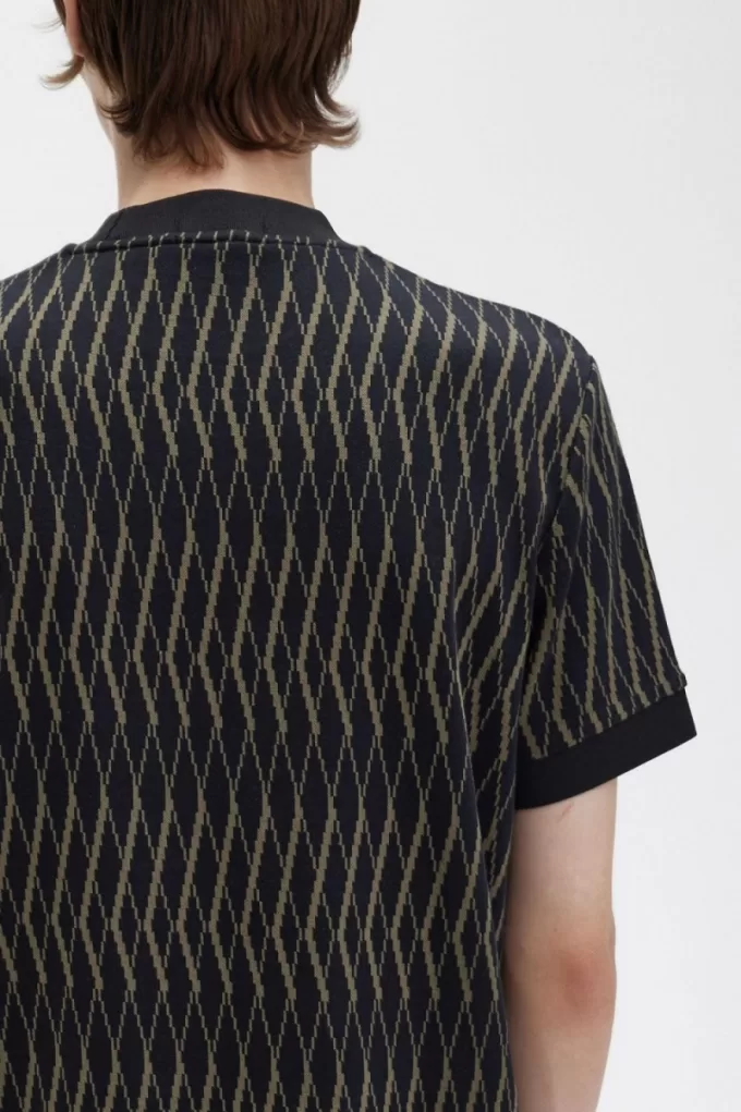 Argyle Jacquard Herren T-Shirt Schwarz