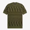 Argyle Panel Gestricktes Herren-T-Shirt in Uniformgrün