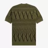 Argyle Panel Gestricktes Herren-T-Shirt in Uniformgrün