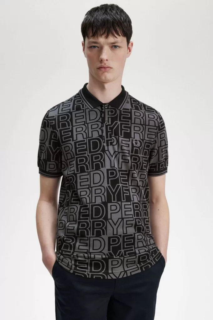 Block Graphic Herren-Poloshirt Gunmetal