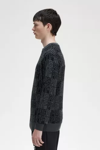 Block Graphic Herrenpullover Gunmetal