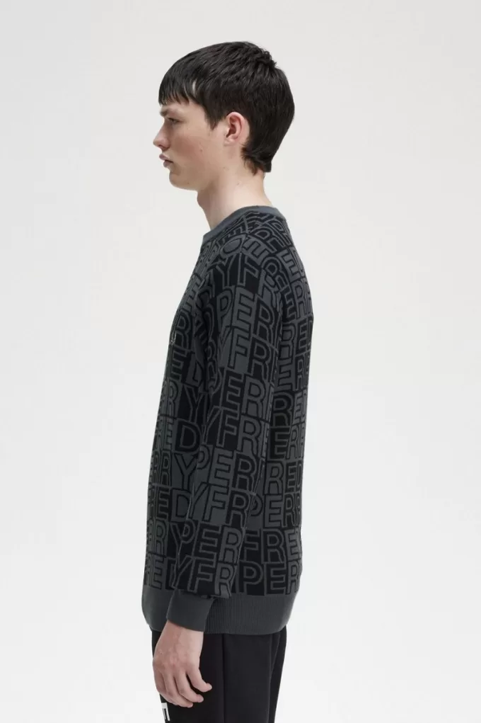 Block Graphic Herrenpullover Gunmetal