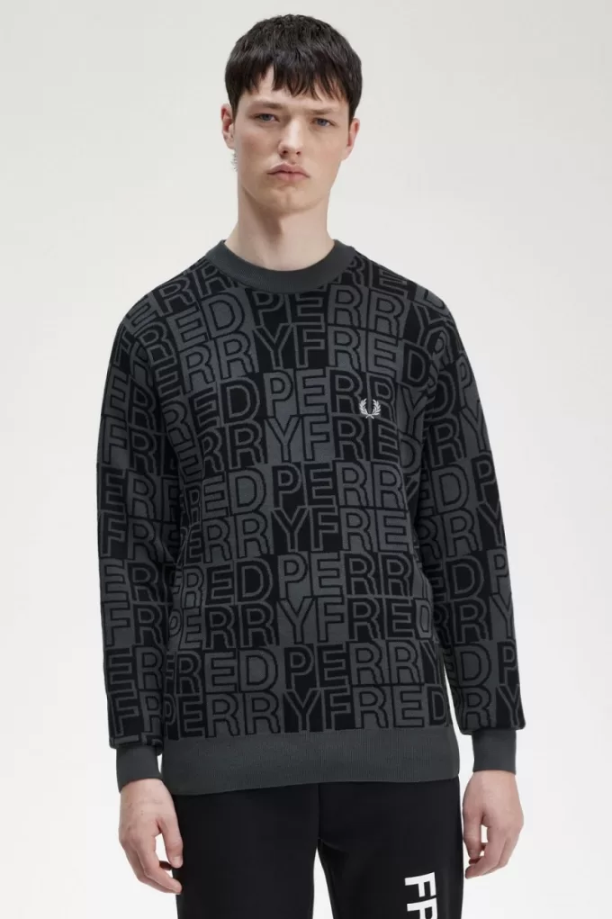 Block Graphic Herrenpullover Gunmetal
