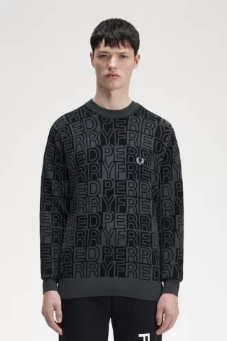 Block Graphic Herrenpullover Gunmetal
