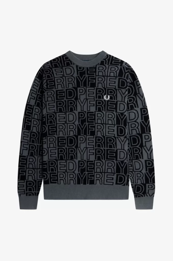 Block Graphic Herrenpullover Gunmetal