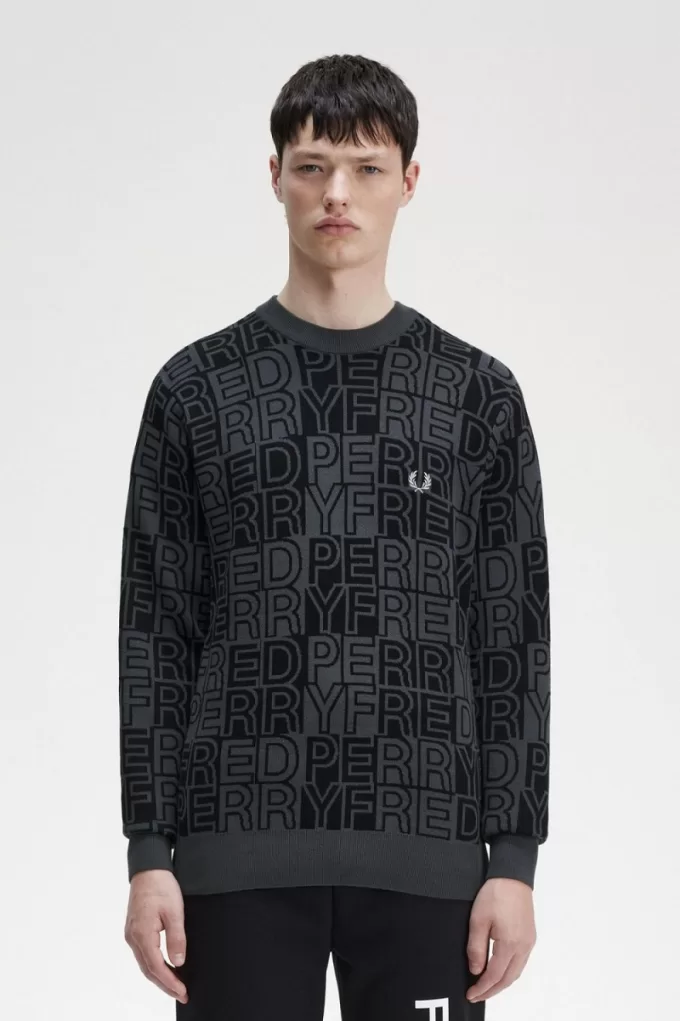 Block Graphic Herrenpullover Gunmetal