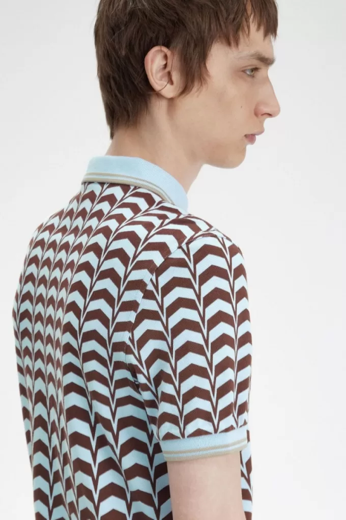 Bold Print Herren-Poloshirt Türkis