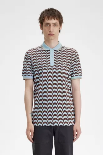 Bold Print Herren-Poloshirt Türkis