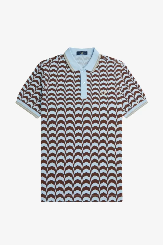 Bold Print Herren-Poloshirt Türkis