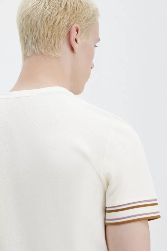 Bold Tipped Piqué Herren-T-Shirt Beige