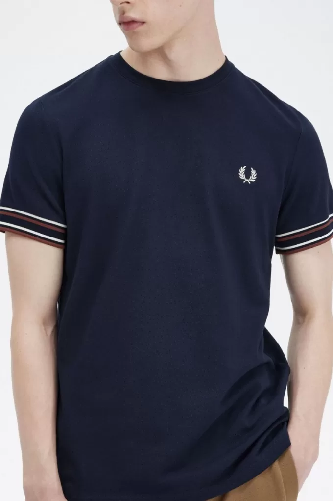 Bold Tipped Piqué Herren-T-Shirt Marineblau