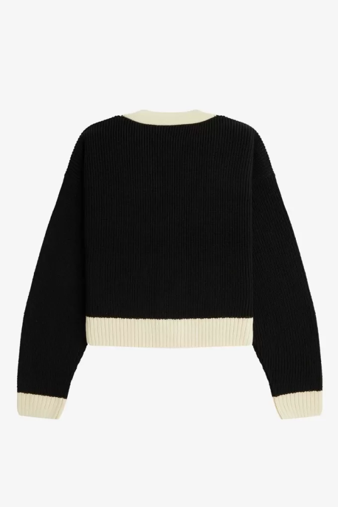 Button-Through Damen-Cardigan Schwarz