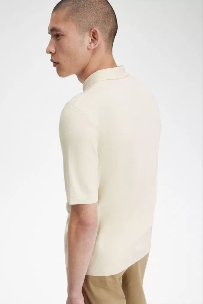 Button-Through-Strickhemd für Herren in Beige