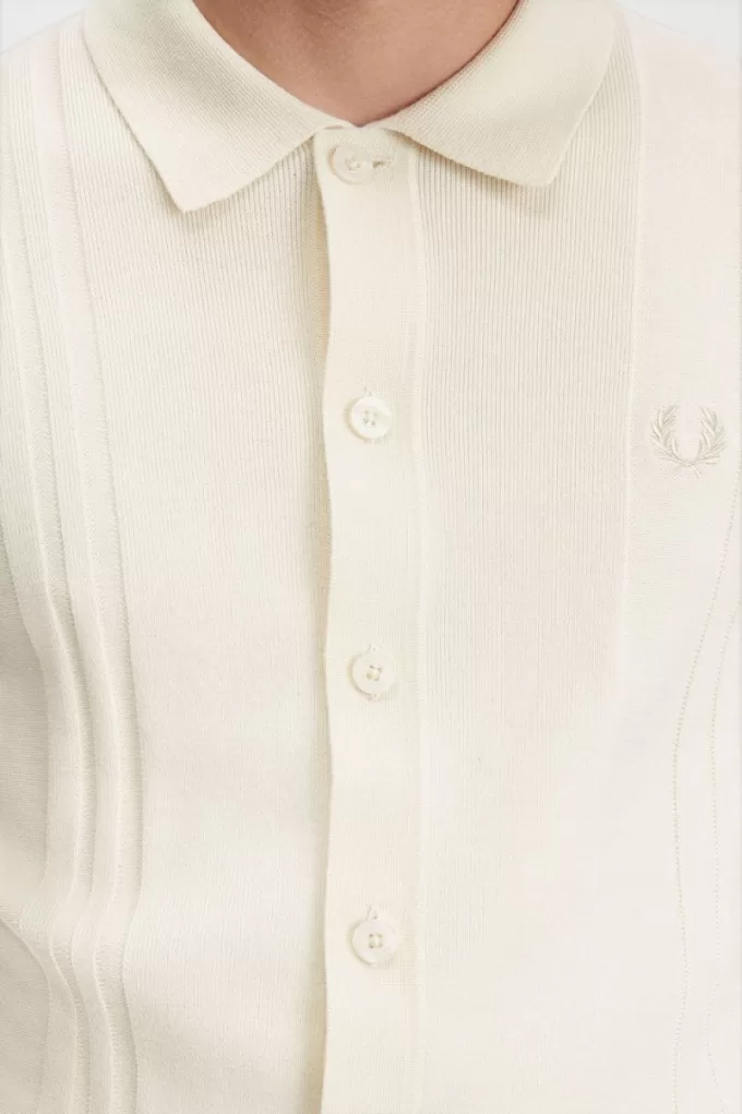 Button-Through-Strickhemd für Herren in Beige