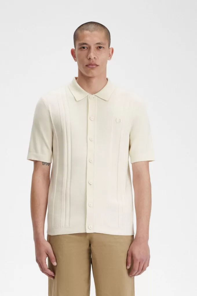 Button-Through-Strickhemd für Herren in Beige