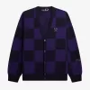 Checkerboard Herren-Cardigan, Marineblau