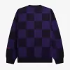 Checkerboard Herren-Cardigan, Marineblau