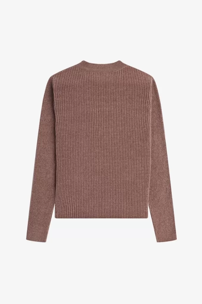 Chenille Rib Damenpullover Dunkelrosa