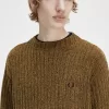 Chenille Rib Herrenpullover Braun