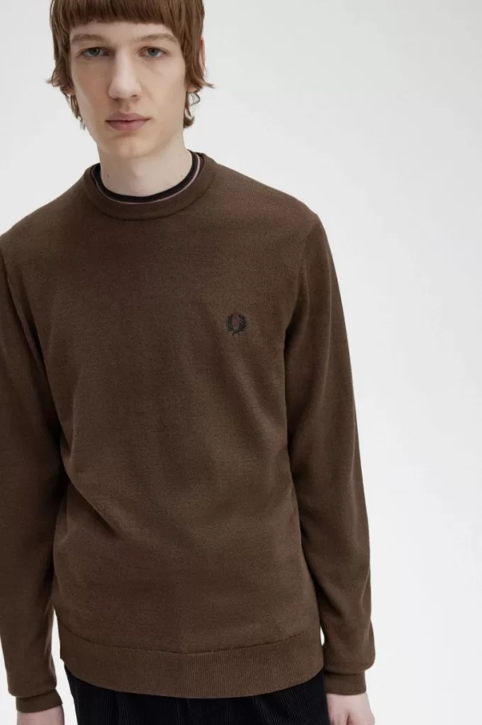 Classic Crew Neck Herrenpullover Burnt Tobacco