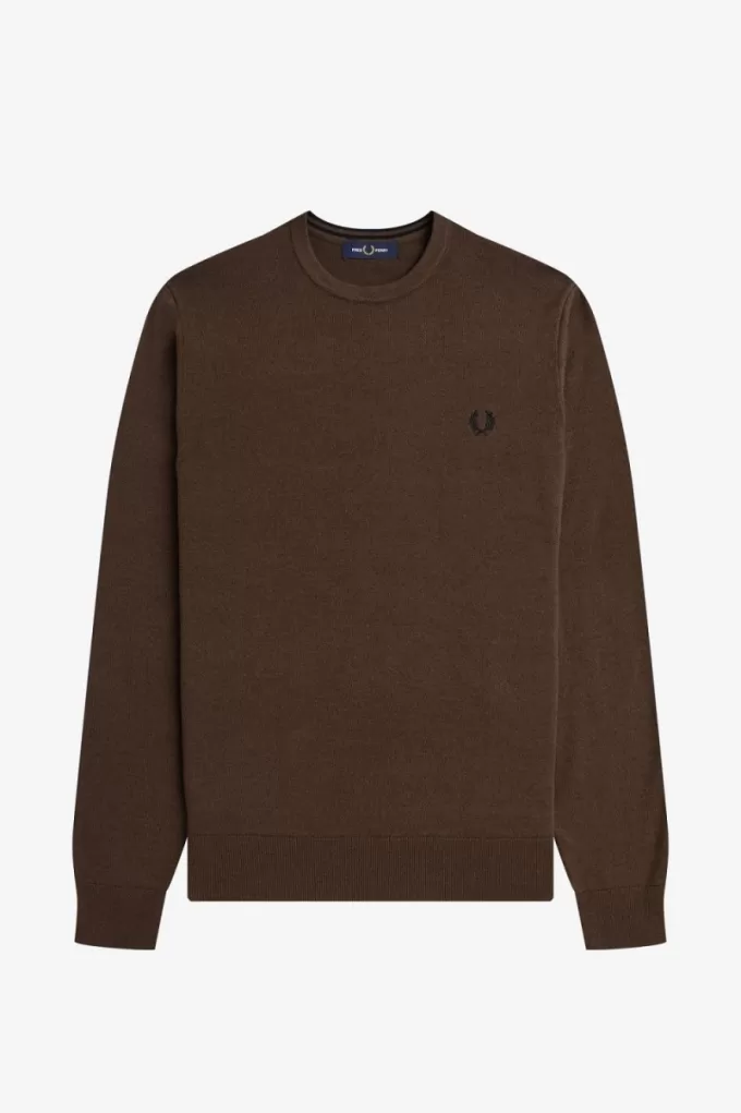 Classic Crew Neck Herrenpullover Burnt Tobacco