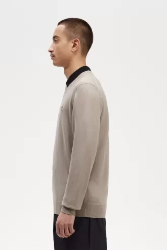 Classic Crew Neck Herrenpullover Dark Oatmeal