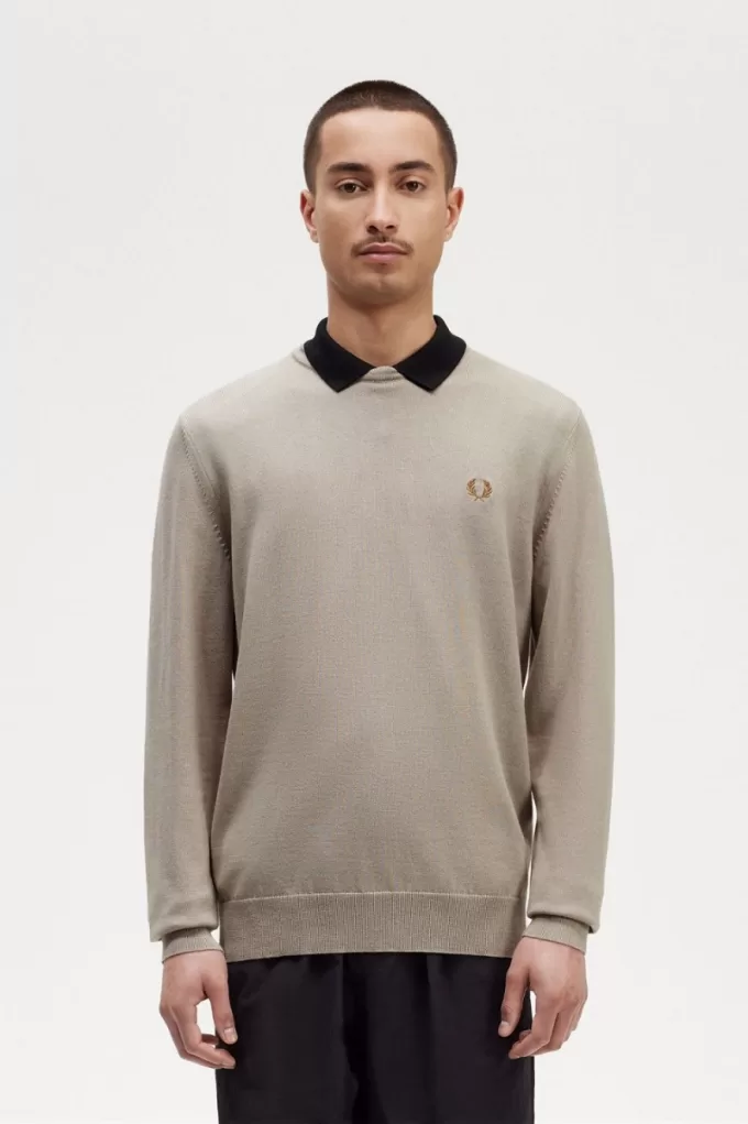 Classic Crew Neck Herrenpullover Dark Oatmeal