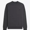Classic Crew Neck Herrenpullover Dunkelgrau meliert