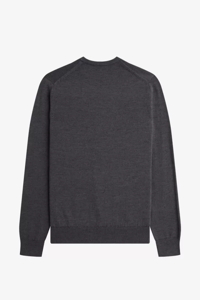 Classic Crew Neck Herrenpullover Dunkelgrau meliert