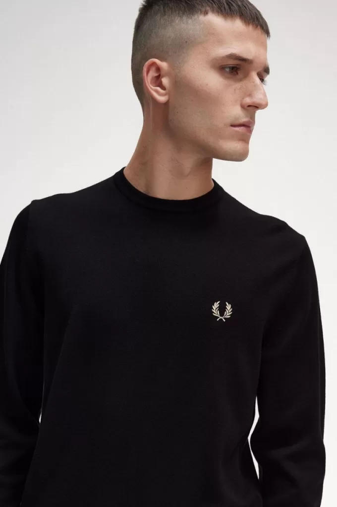 Classic Crew Neck Herrenpullover Schwarz