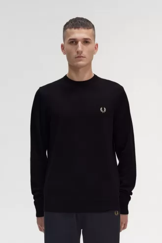 Classic Crew Neck Herrenpullover Schwarz