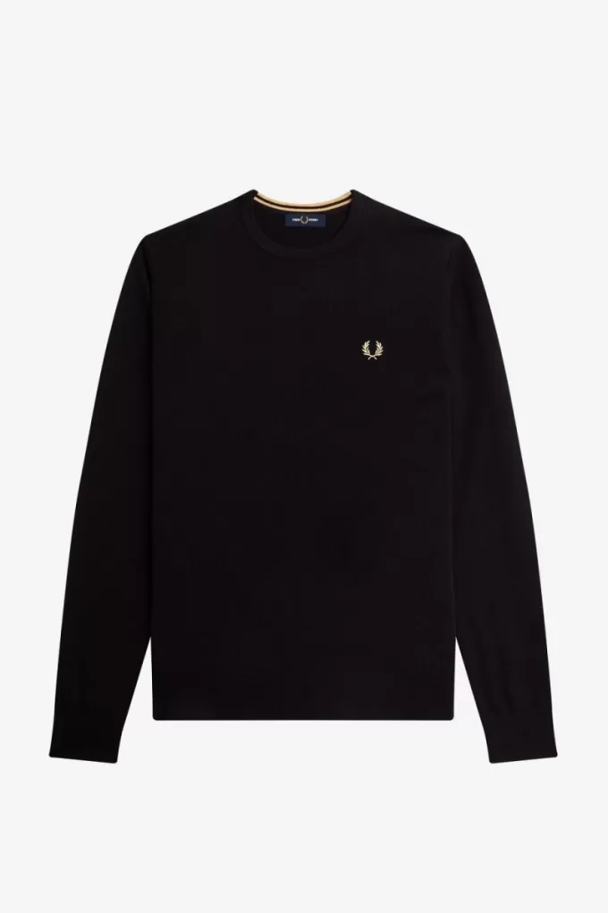 Classic Crew Neck Herrenpullover Schwarz