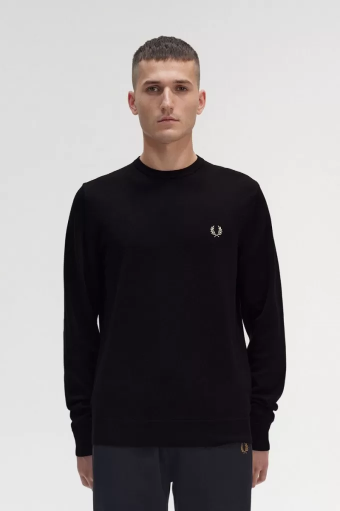 Classic Crew Neck Herrenpullover Schwarz