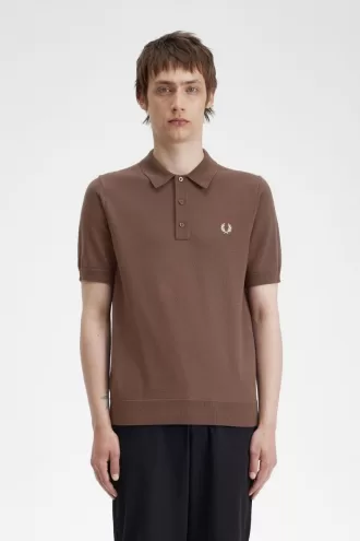 Classic Gestricktes Herrenhemd Dunkelrot