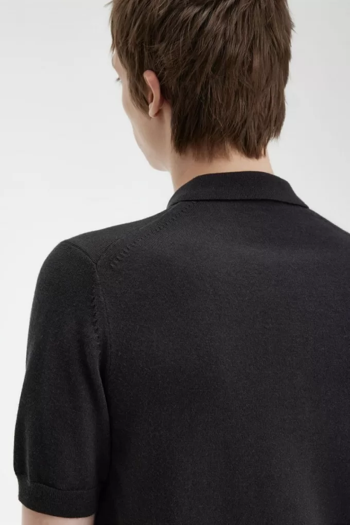 Classic Gestricktes Herrenhemd Schwarz Classic Gestricktes Herrenhemd Schwarz