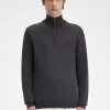 Classic Half Zip Herrenpullover Dunkelgrau meliert