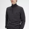 Classic Half Zip Herrenpullover Dunkelgrau meliert