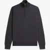 Classic Half Zip Herrenpullover Dunkelgrau meliert