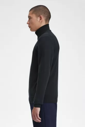 Classic Half Zip Herrenpullover Schwarz