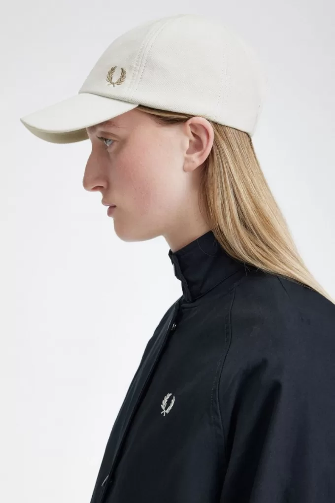 Classic Pique Herrenmütze Schneeweiß Grün