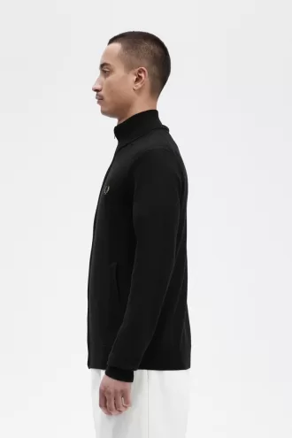 Classic Zip Through Herren-Cardigan Schwarz