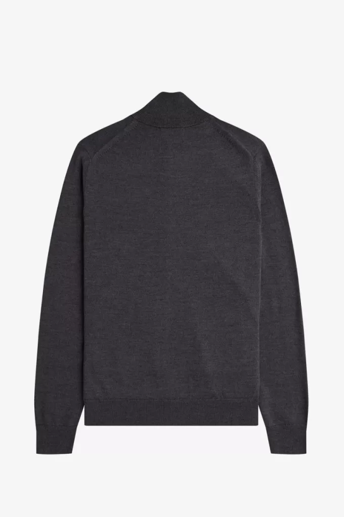 Classic Zip Through Herren-Cardigan, dunkelgrau meliert