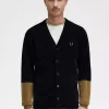 Color Block Chenille Herren-Cardigan Schwarz