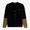 Color Block Chenille Herren-Cardigan Schwarz