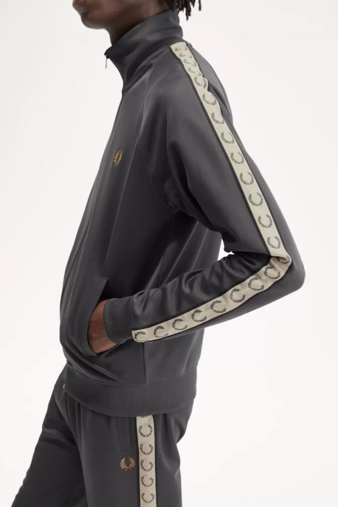 Contrast Tape Herren-Trainingsjacken Anchor Grey Black