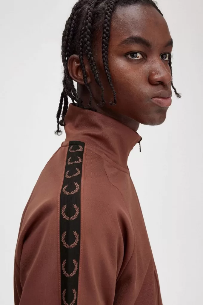 Contrast Tape Herren-Trainingsjacken Whiskey Braun Schwarz